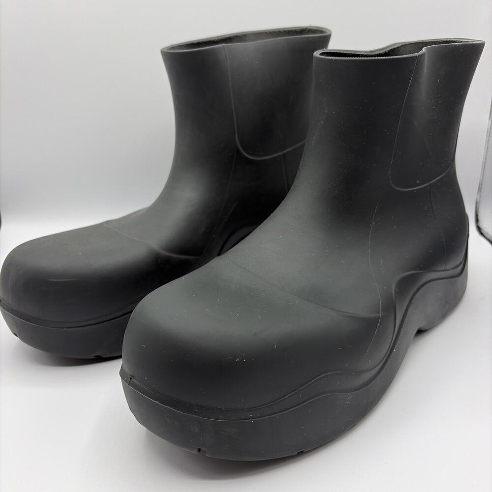 Bottega Veneta Icon Puddle Mens Sz 43 Sz Dark Green Rubber Ankle Rain Boots